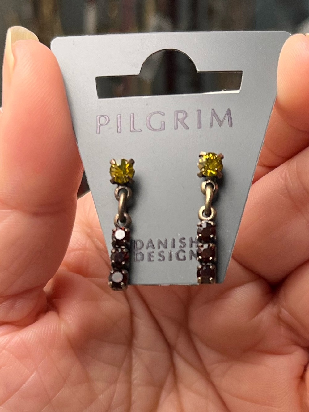 Pilgrim Yellow and Brown Drop Earrings